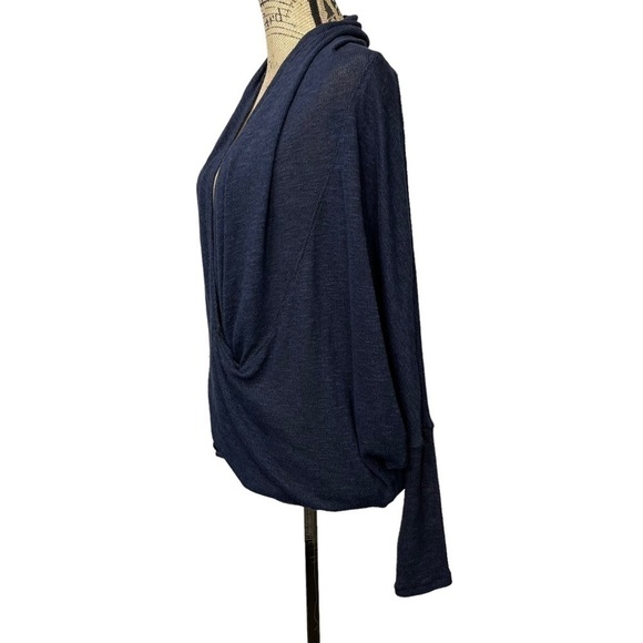 FREE People Wrap Drapey Hacci Knit Top Size XS Navy Blue - Picture 11 of 15